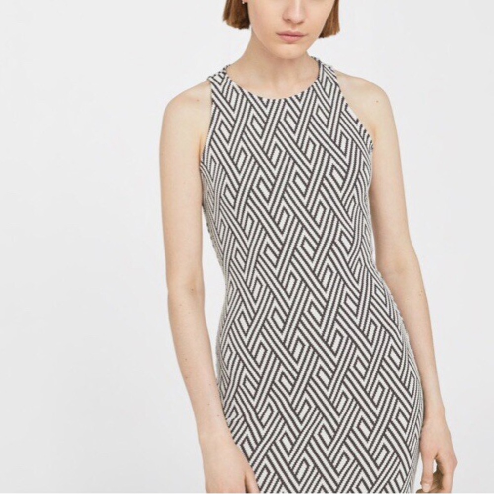 RD Style Black and White Patterned Midi Dress NWOT